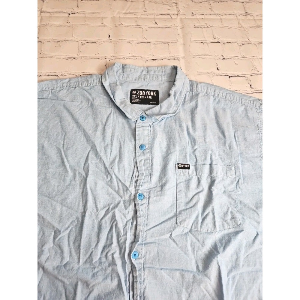Zoo York Men's Size 2XL Button Up Shirt Blue Logo Pocket Collared‎